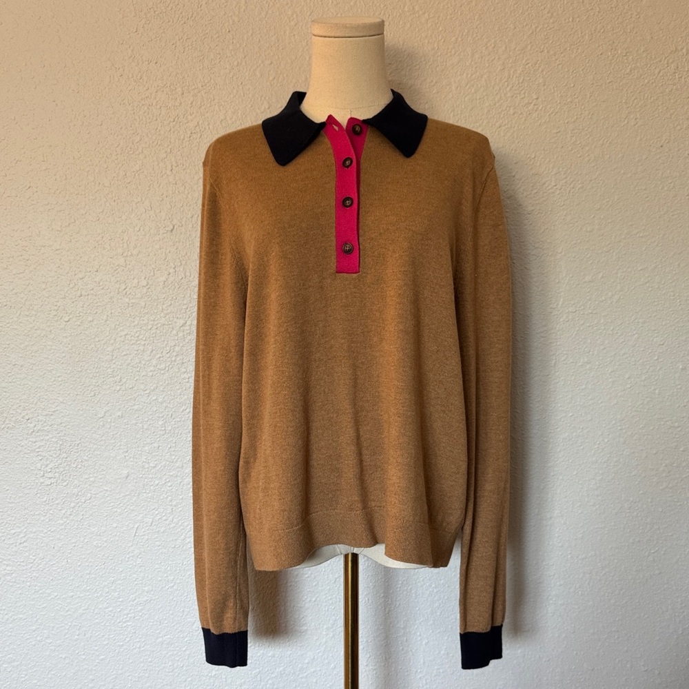 Boden Estelle Tan Henley Sweater size Large - Picture 4 of 13